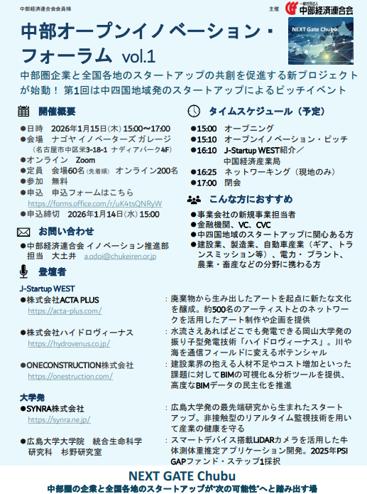 【1/15・木】中部オープンイノベーション・フォーラム